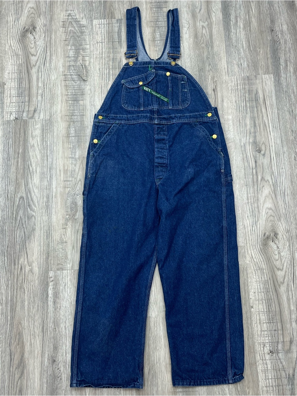 Key Imperial Mens Made in USA Workwear Dark Wash Denim Overalls W40 L29